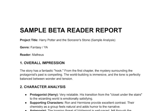 be your fiction beta reader and provide detailed feedback